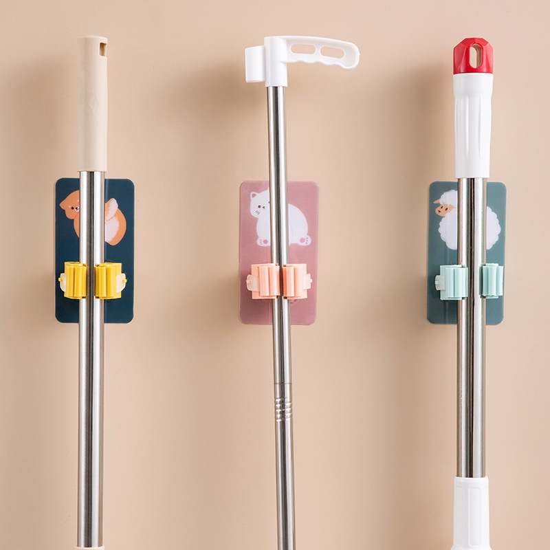 Miếng Dính Treo Chổi Hoạt Hình Decor - Móc Treo Kẹp Giữ Chổi Cọ Dán Tường, Treo Cây Lau Nhà