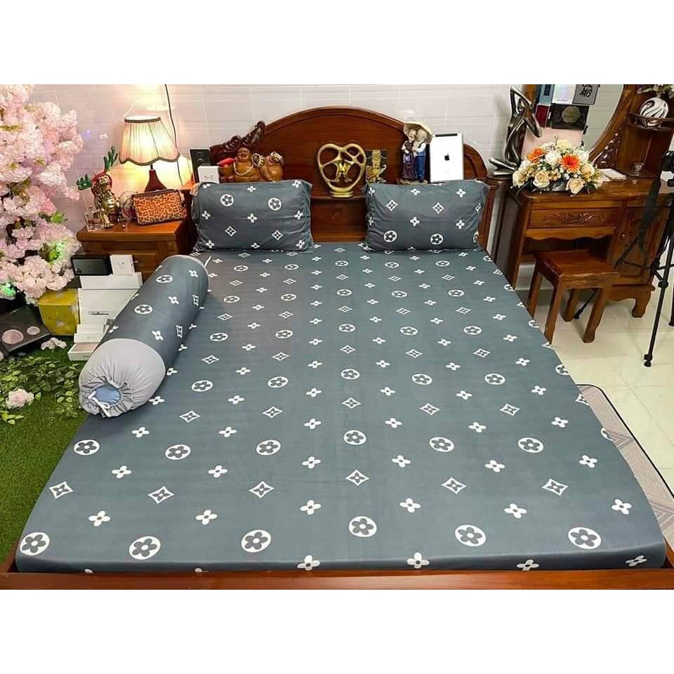 Bộ Drap Thun Lạnh Hàn Quốc cực bền màu , (4 món) 1m6 hoặc 1m8 x 2m