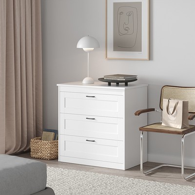 SENGE, Tủ lưu trữ đồ dùng tân cổ điển 3 ngăn DRA_098, 82x50x81cm, tủ gỗ Scandi Home