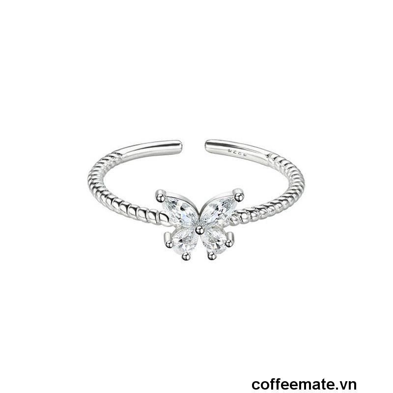 【coffeemate】⚡ Nhẫn Hình Bướm Đính Kim Cương S925 Thời Trang Cho Nữ