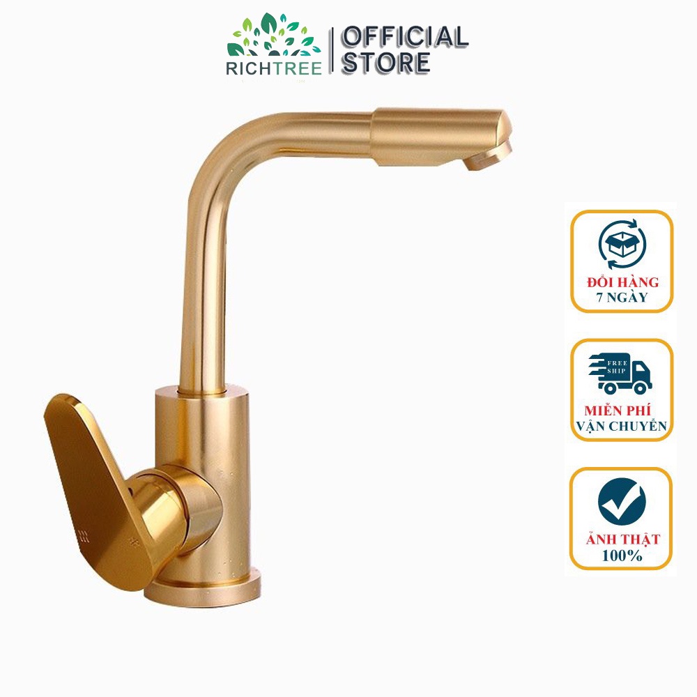 Vòi lavabo nóng lạnh Richtree cắm chậu 1 trụ FL36 đồng sơn tĩnh điện không bong tróc+ tặng bộ dây cấp nóng lạnh