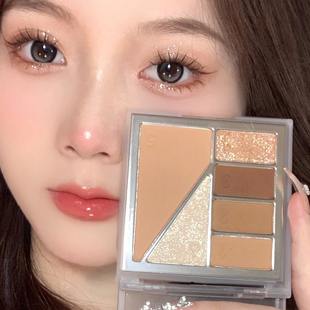 Bảng Phấn Mắt DIKALU 6 Màu Lì Và Ánh Nhũ Kết Hợp Trang Điểm Kháng Nước Và Lâu Trôi