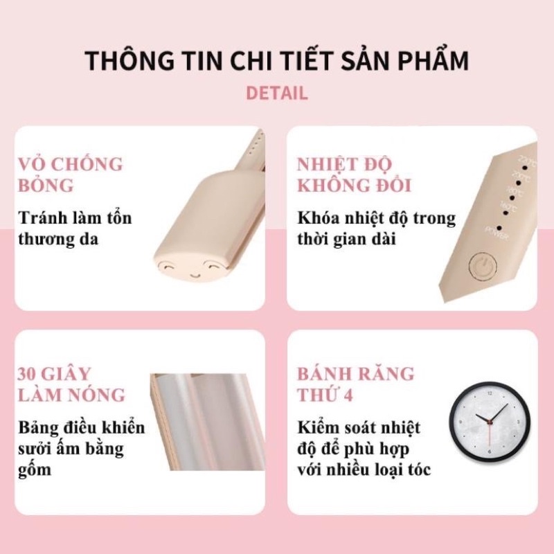 Máy uốn tóc xoăn gợn sóng hippi hot trend 4 nấc nhiệt cao cấp