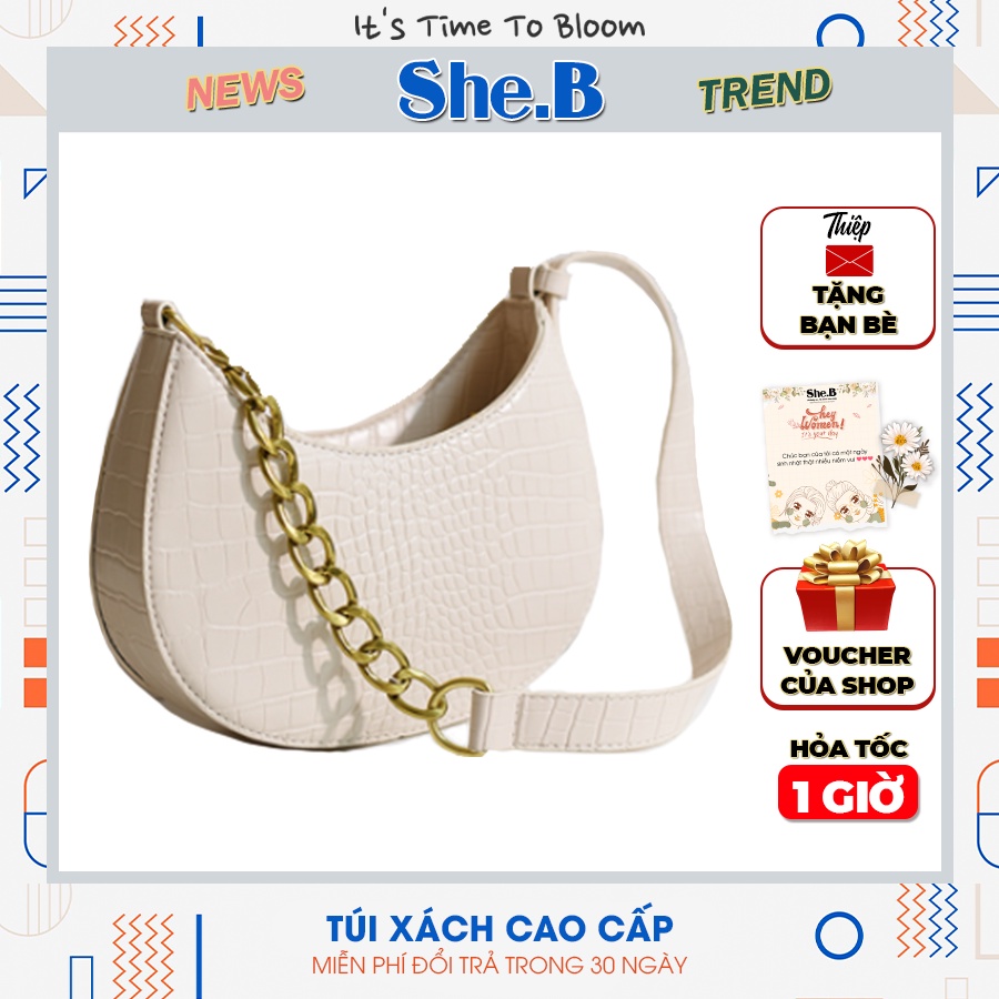 Túi xách kẹp nách nữ đeo chéo đeo vai dáng công sở thời trang da cao cấp SB01
