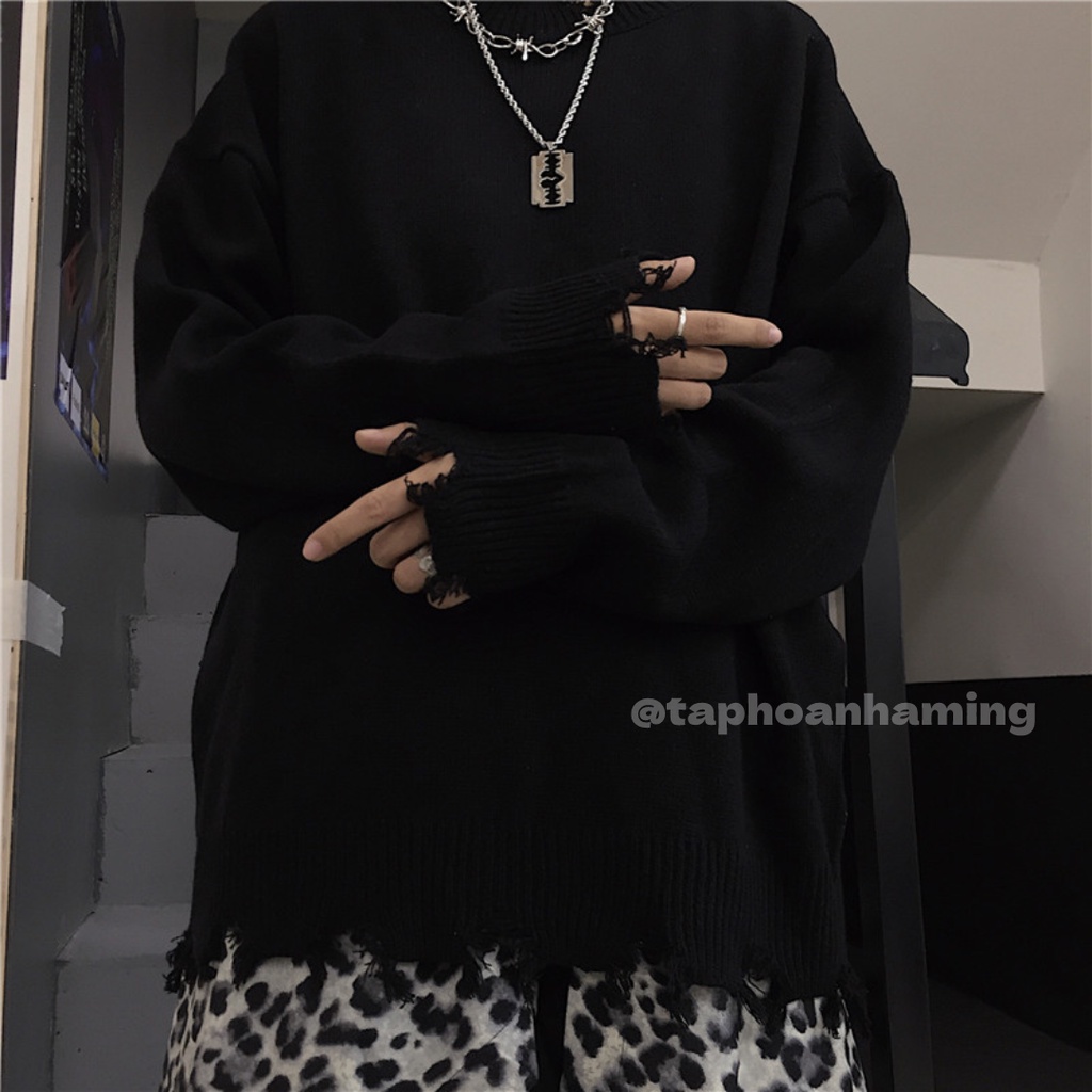 Áo len Trắng - Đen phong cách Hàn Quốc