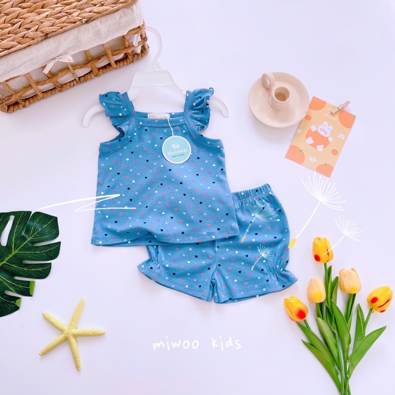 Đồ bộ dễ thương bé gái ❤️ freeship ❤️ bộ cotton bozip ngắn tay cho bé miwoo kids