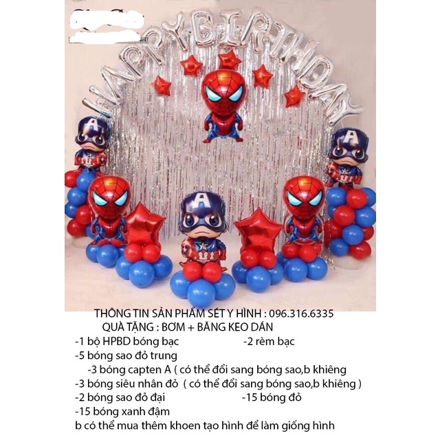 (FREESHIP)Set trang trí sinh nhật Siêu Nhân cho Bé Trai,Combo trang trí sinh nhật, Trang trí thôi nôi, Tiệc đầy tháng