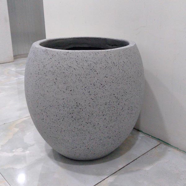 CHẬU TRỒNG CÂY XI MĂNG ĐÁ MÀI TRÒN TRỨNG 45X40 CM 3 MÀU SẮC