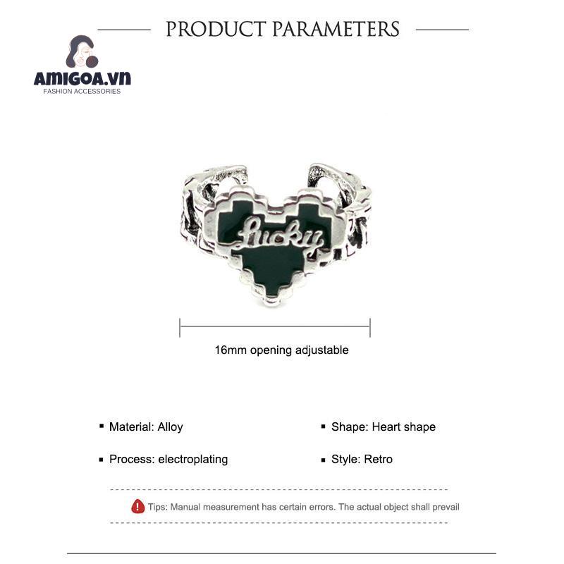 ✨✨ Nhẫn Hở Mạ Bạc Họa Tiết Chữ Love Dầu Giọt Nước Nhẹ Nhàng Thanh Lịch Cổ Điển Cho Nữ