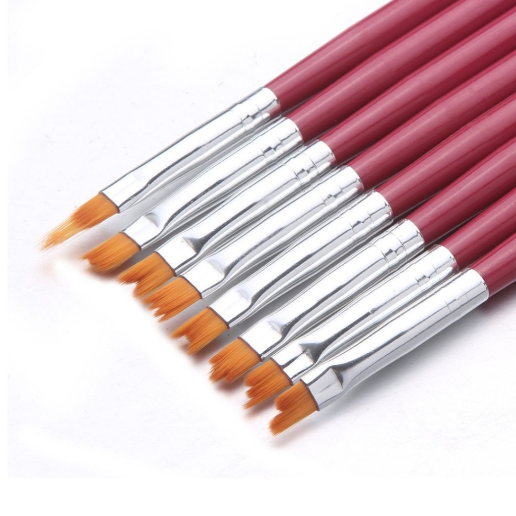 Bộ cọ vẽ móng tay nail 8 cây , Cọ vẽ hoa cúc trang trí móng nail sét cao cấp