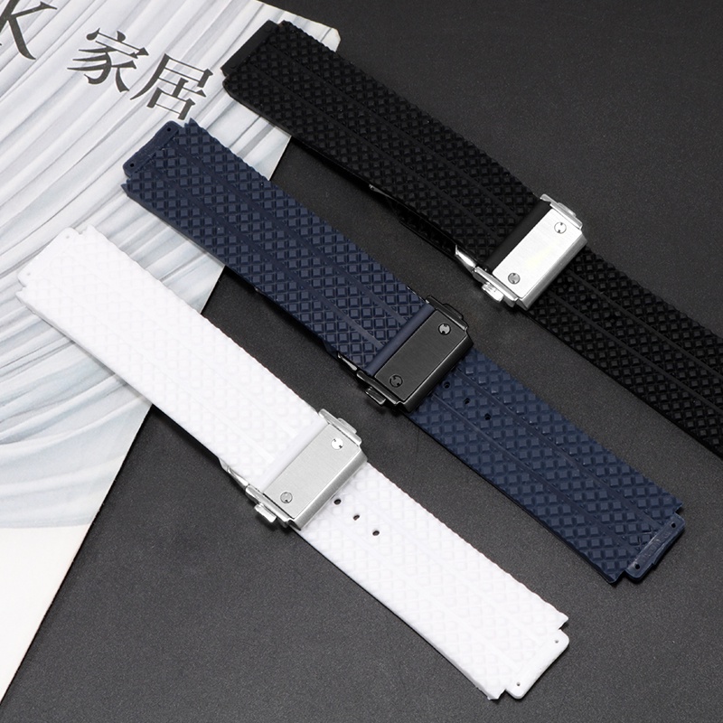 Phụ kiện đồng hồ dây đeo cho hublot big bang nam đồng hồ đeo tay dây đeo bằng cao su không thấm nước silicone mềm lồi miệng vòng đeo tay 25x17mm