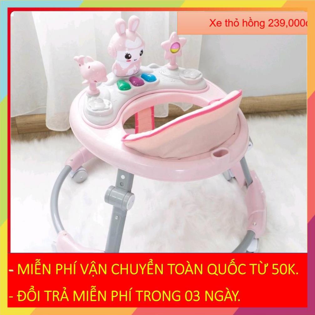 Xe tròn tập đi Thỏ Hồng có đèn, có nhạc, có bánh xe