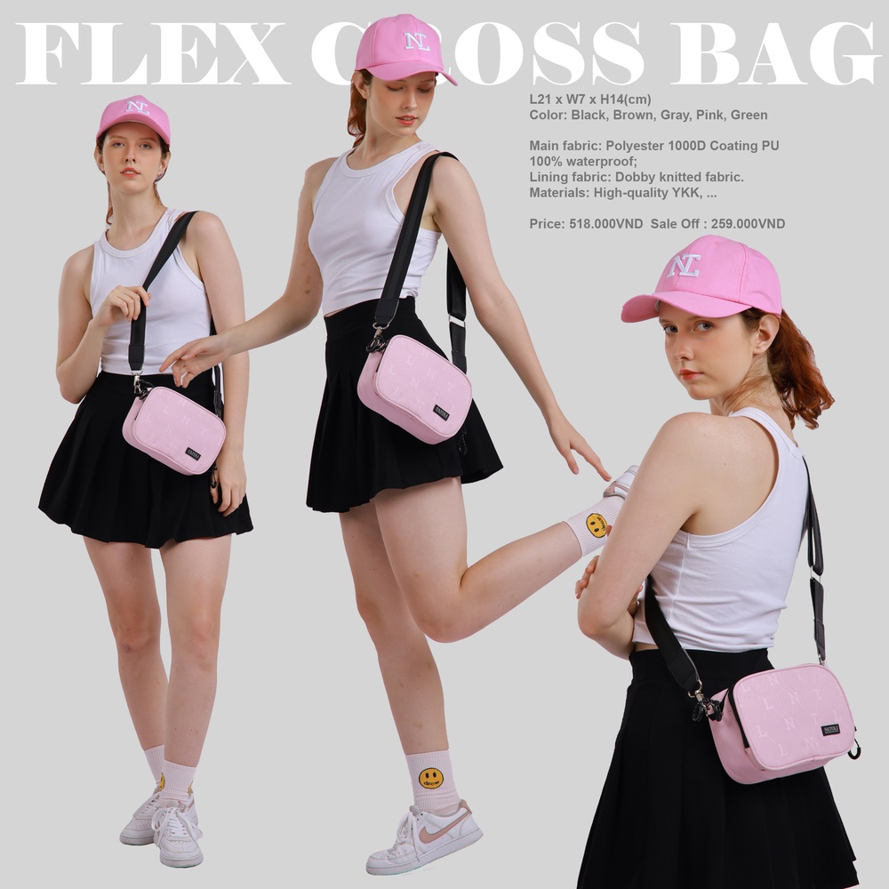 Túi đeo chéo nam nữ thương hiệu NATOLI chất vải canvas chống nước tốt - BST FLEX  CROSS BAG T15