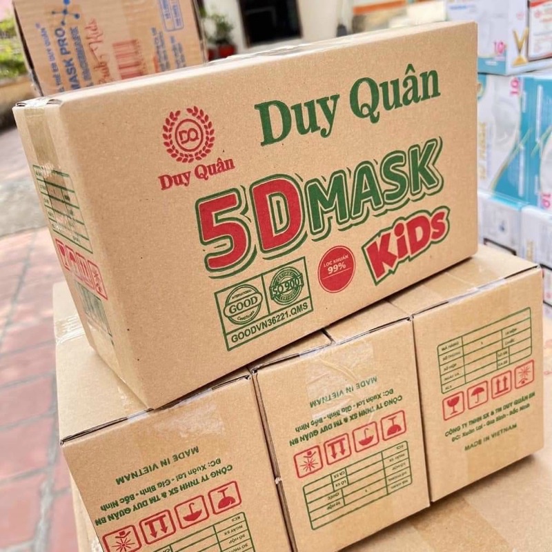 Thùng 100 Chiếc Khẩu Trang 5D Mask 100 Cái Hoạ Tiết đủ Hình, 4 Lớp Kháng Khuẩn Dành Cho Bé Trai và Gái