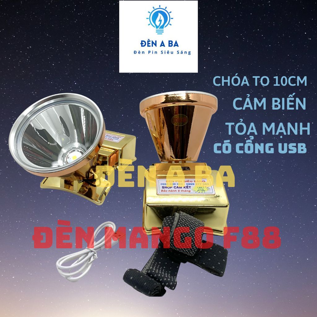 Đèn pin siêu sáng Mango F88, đèn đội đầu sáng tỏa nhiều tính năng