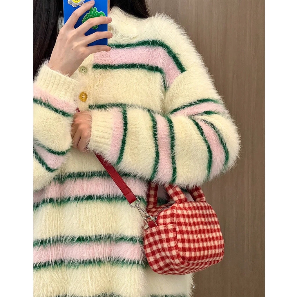 Túi Đeo Chéo Vai Bằng Vải Bông Họa Tiết Giáng Sinh Dễ Thương Dành Cho Nữ