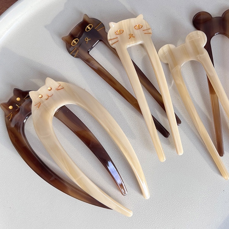 Kẹp Tóc Hình Chữ U Họa Tiết Mèo Chuột Cho Nữ