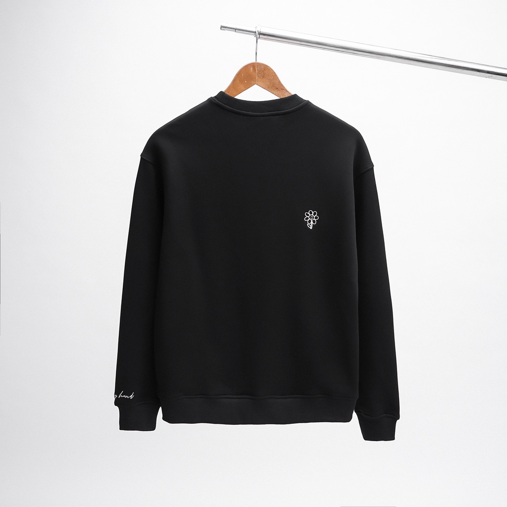 Áo nỉ Sweater local brand NEVASOME Take My Hand Đen Cotton Nỉ Bông Form Rộng Nam Nữ Unisex Oversize