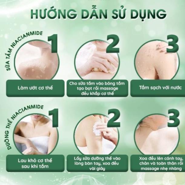 Combo Sữa tăm + Sữa dưỡng thể trăng da Niacinamide - Unisex 500ml