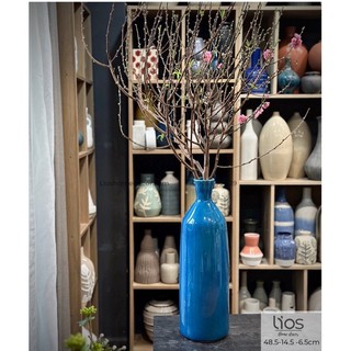 {Sale lỗi nhẹ} Bình gốm decor/ cắm đào, tuyết mai cao 48,5cm, xanh coban- BINH124