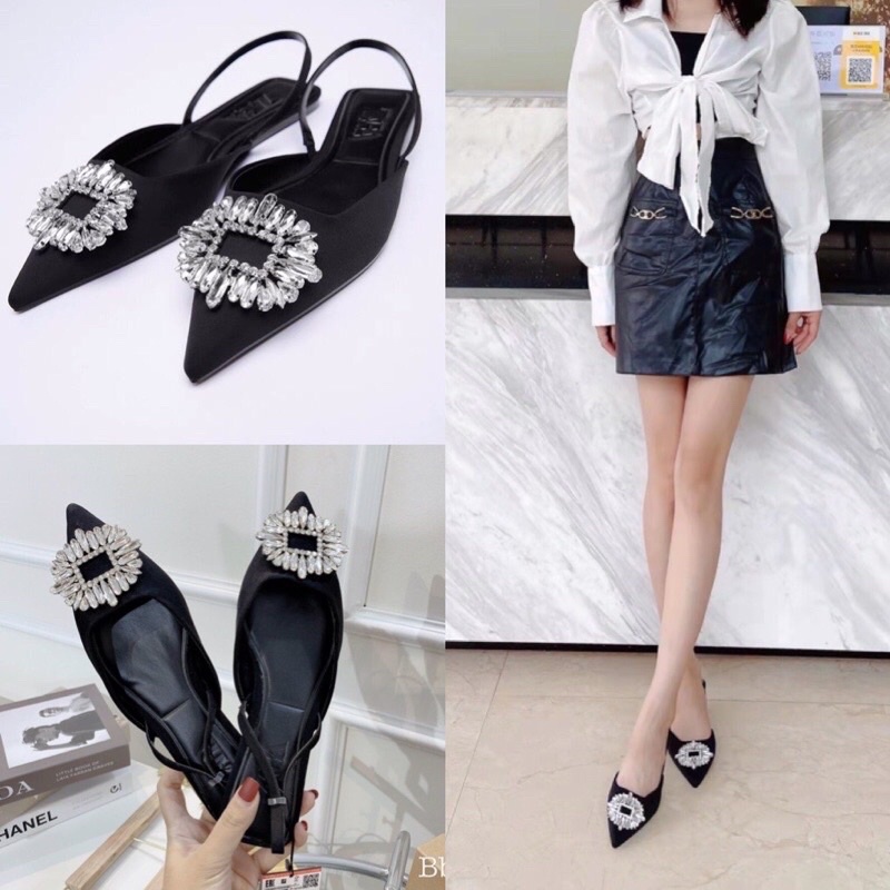 [Hàng chuẩn] Sandal mõm nhọn mặt đá ZR