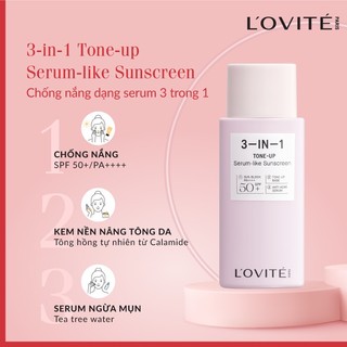 Lovite Kem chống nắng nâng tone 3 in 1 50ml