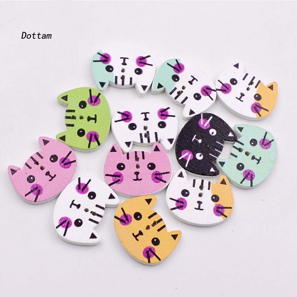 Set 100 Nút Gỗ Hình Mèo Dùng May Vá Quần Áo DIY