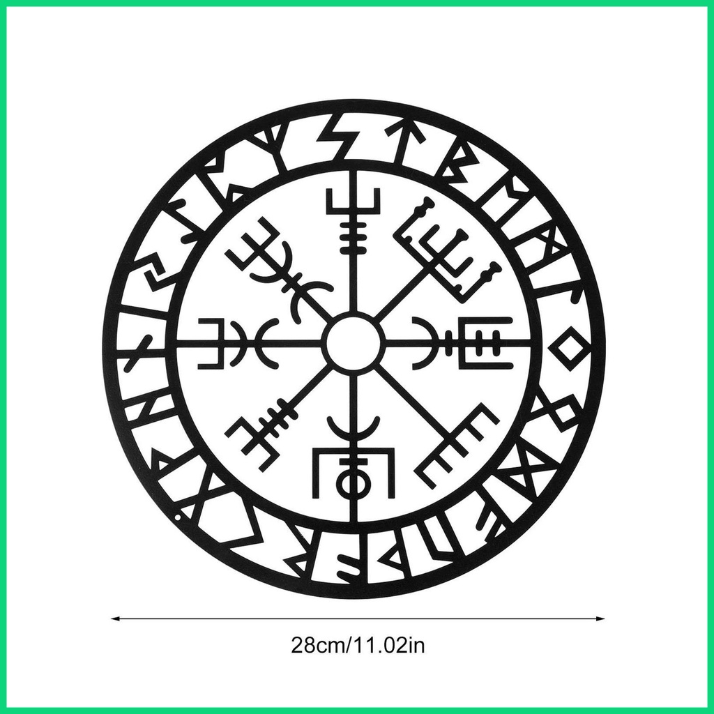 Biểu Tượng Vegvisir Rune Bằng Kim Loại Màu Đen Treo Tường Trang Trí