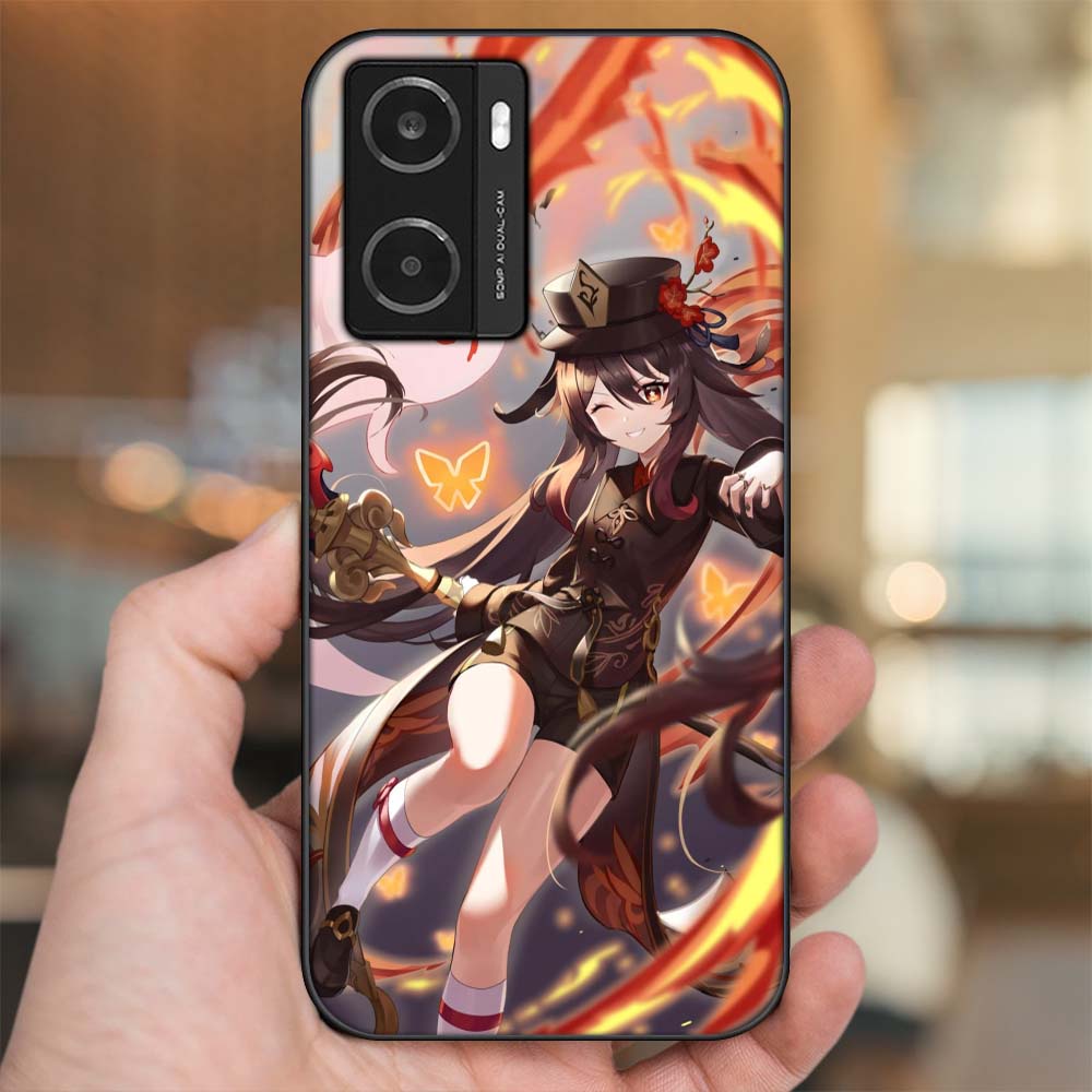 Ốp lưng Oppo A77s viền đen in hình Hutao Genshin Impact
