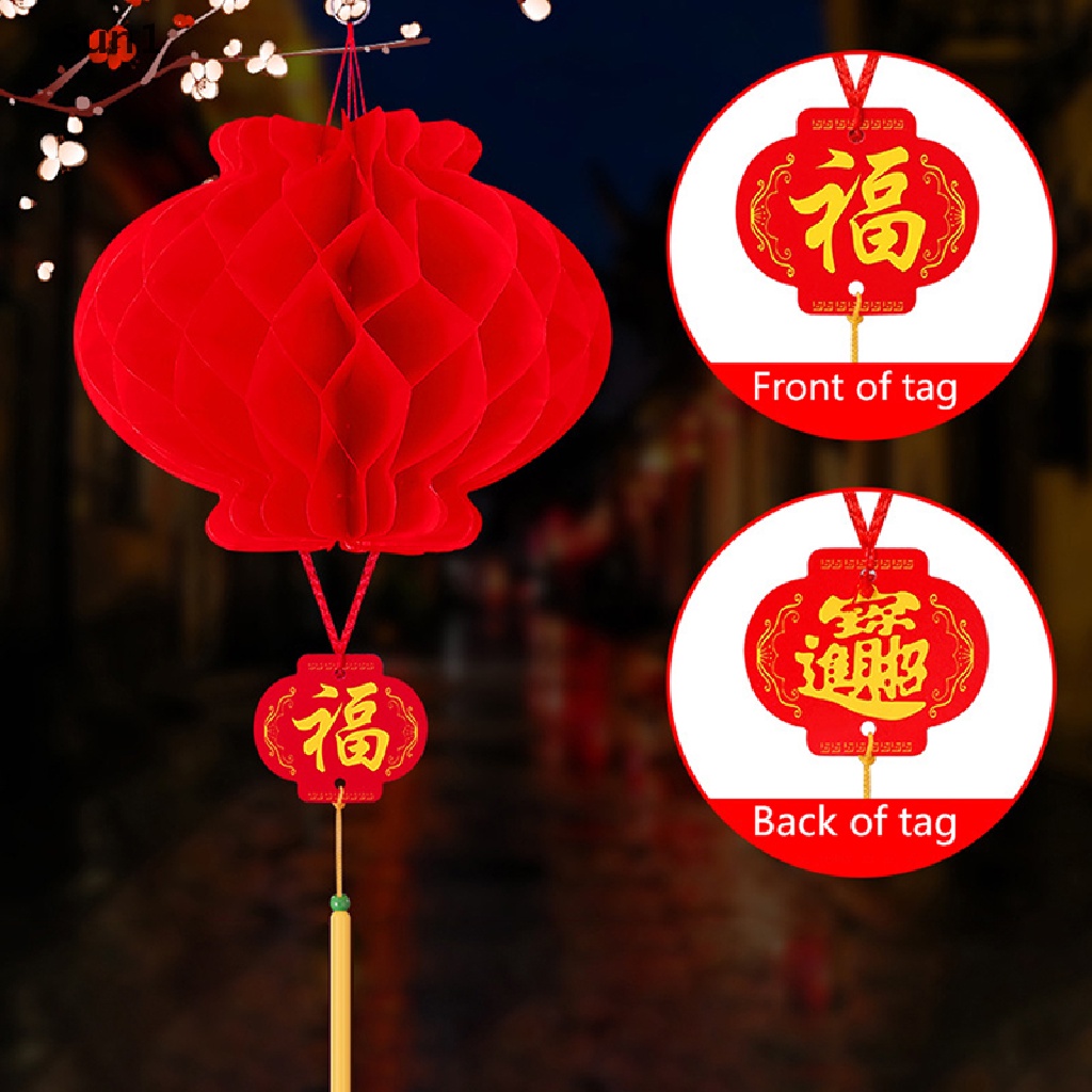 Set 10 Lồng Đèn Giấy Màu Đỏ Không Thấm Nước Trang Trí Năm Mới Phong Cách Trung Hoa