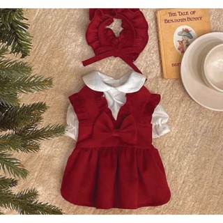 Set váy baby doll tết cho chó, mèo