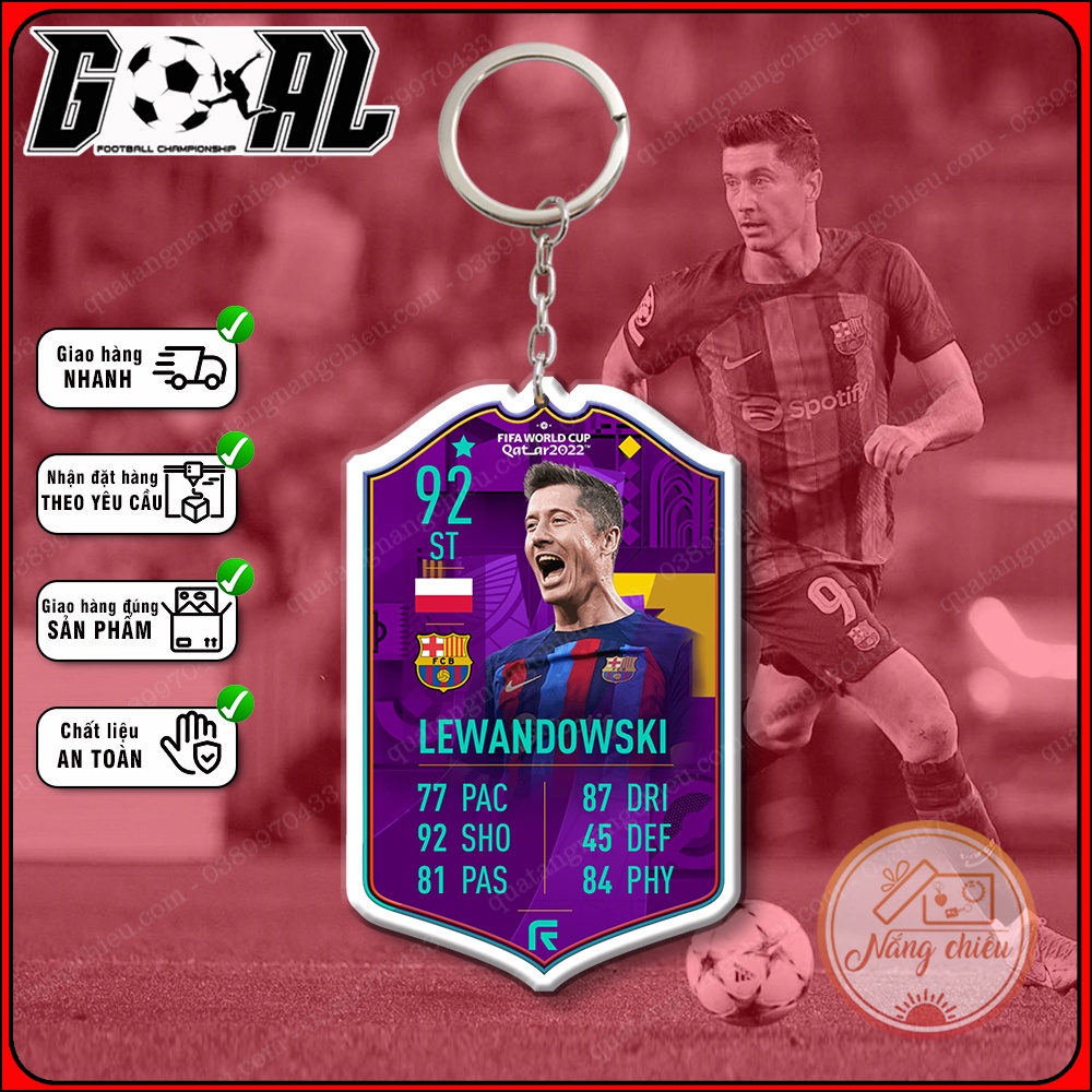 Móc khóa cao cấp hình cầu thủ Lewandowski-phụ kiện treo balo túi xách hottrend-chân sút xuất sắc Barcelona[4073-4086]