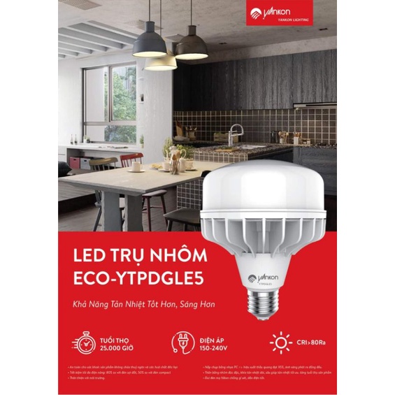 ( Chính Hãng ) Bóng Đèn Led Trụ NHÔM YANKON 20W 30W 40W 50W