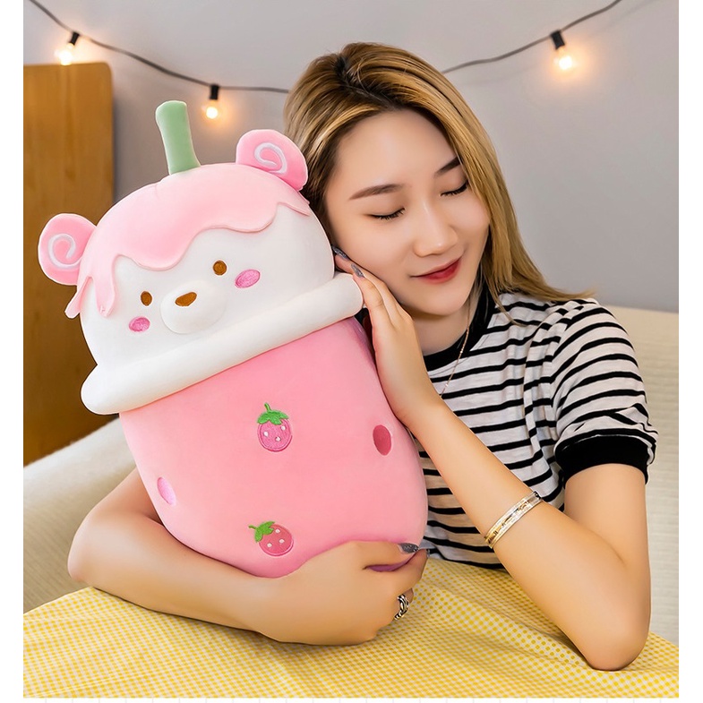 Gấu bông trà sữa dễ thương, hot trend làm gối ôm, quà tặng siêu đáng yêu