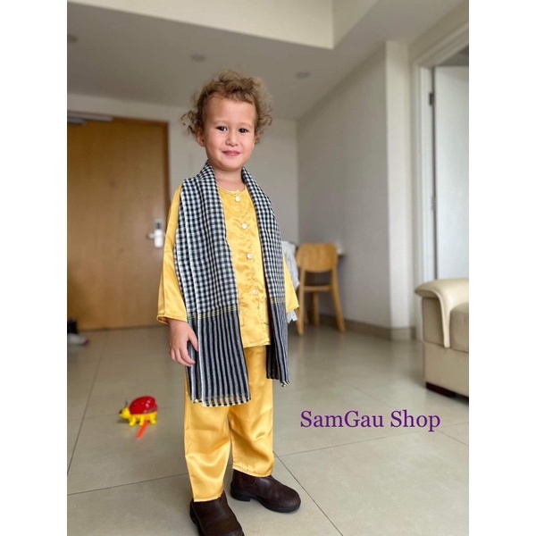 Bộ Ba kèm khăn rằn và Bộ Bà ba cho bé trai bé gái nhiều màu từ 7-30kg SamGau shop