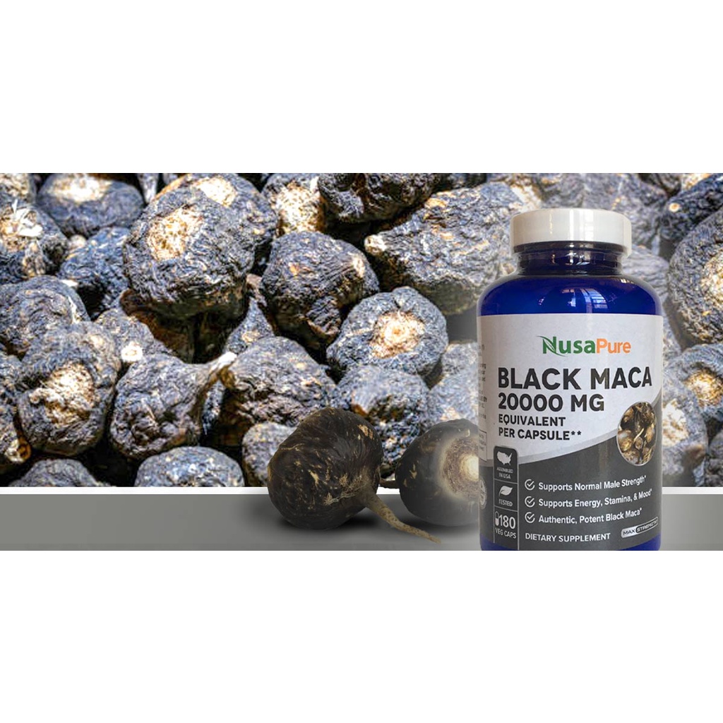 Tăng cường năng lượng NusaPure Black Maca 37,500mg 200 viên