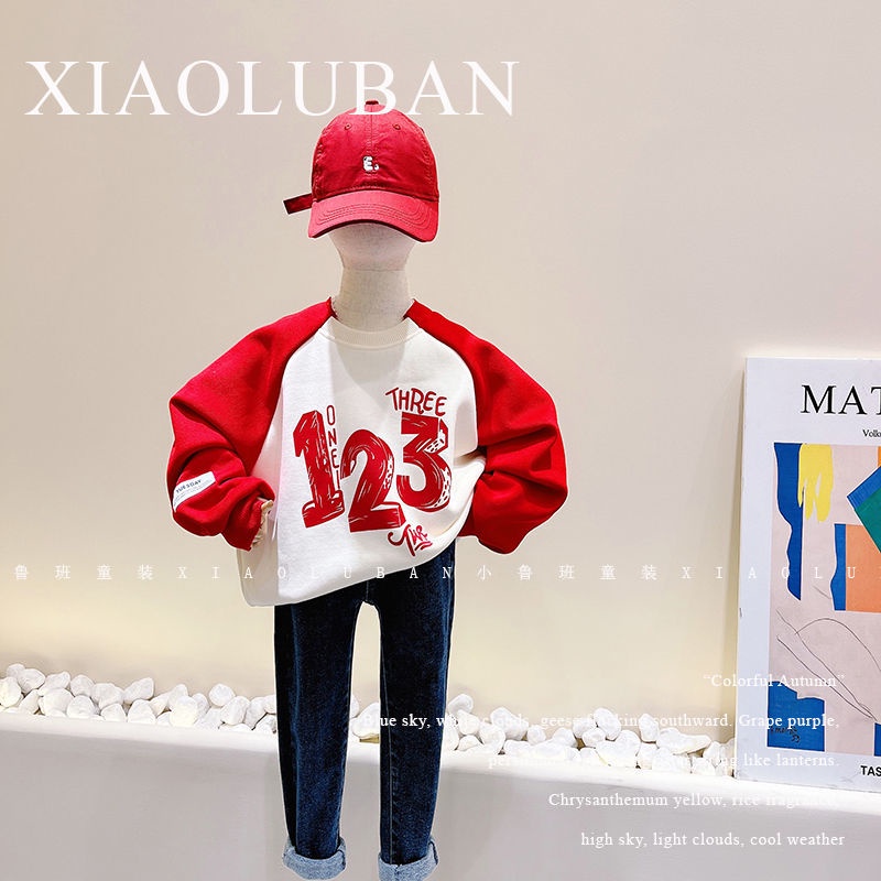 Áo Hoodie 100% Cotton Tay Dài Cổ Tròn In Họa Tiết Thời Trang Thu Đông Hàn Quốc Mới Dành Cho Bé Trai