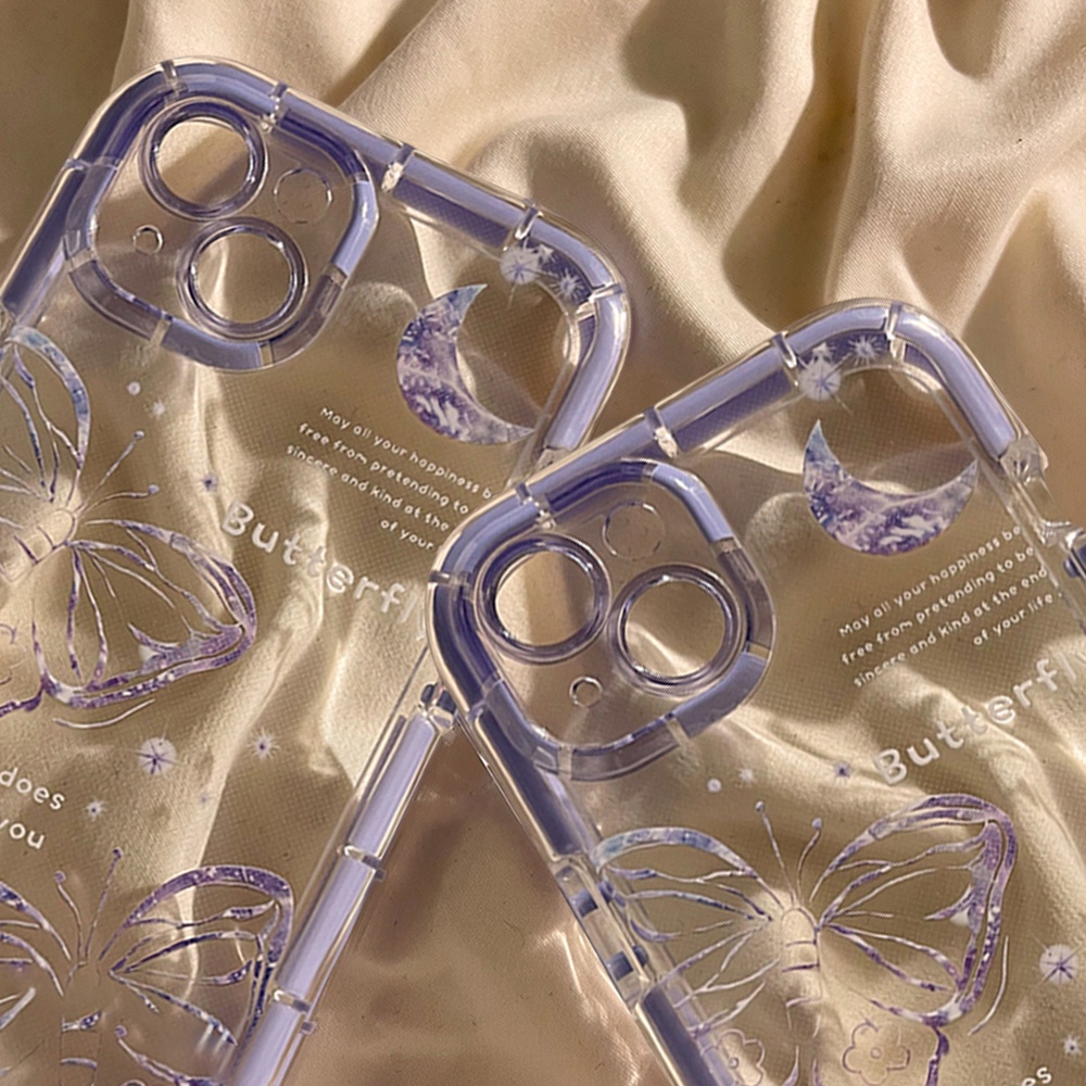 Ốp Điện Thoại TPU Mềm Chống Rơi Họa Tiết Bướm Dạ Quang Cho IPhone 11 12 13 14 Pro Max 14 Plus