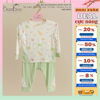Bộ quần áo dài tay trẻ em vải sợi tre họa tiết phối cho trẻ 3m đến 4 tuổi Bamboo by Lil