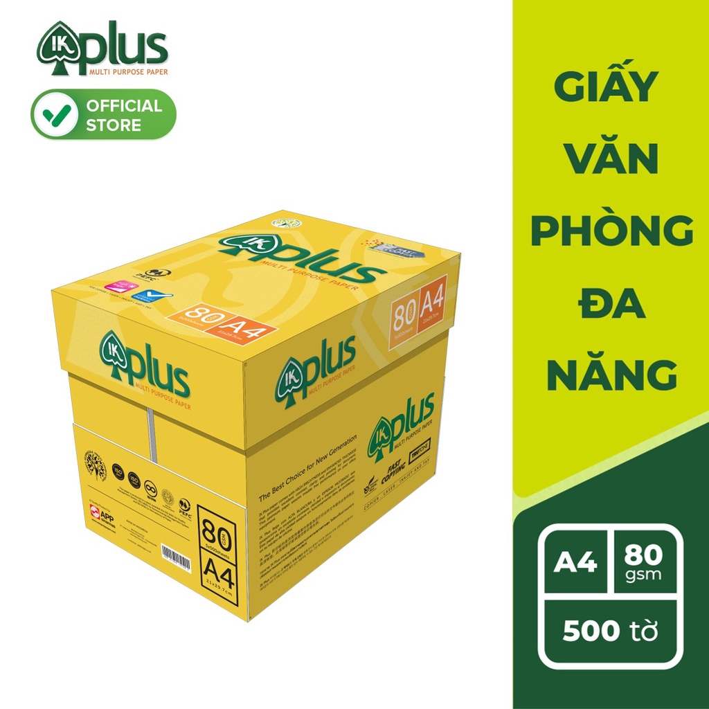 Thùng 5 Ream Giấy IK Plus 80gsm A4 500 tờ [5 Ram Giấy in]