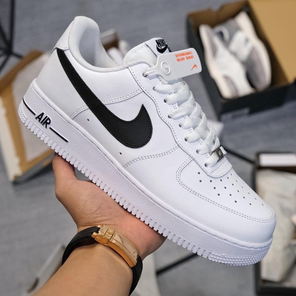Giày_Nike Air Force 1 Vệt đen, AF1 Móc Đen Hàng Chuẩn Cao Cấp, Full Bill box