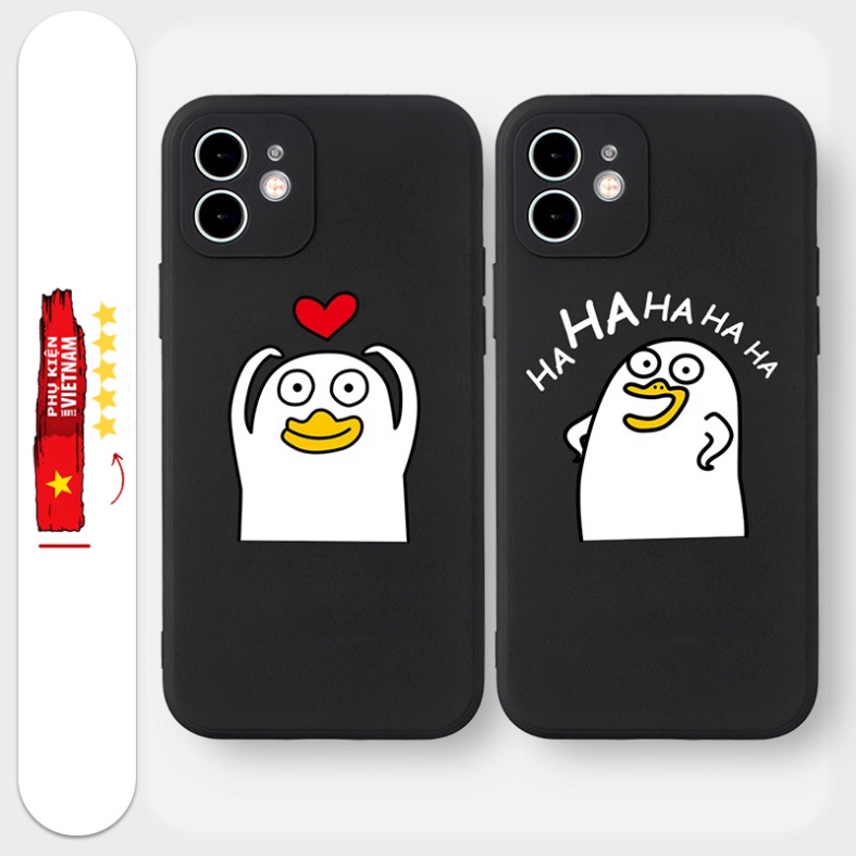 Ốp lưng iphone viền vuông 7+/8 plus, X, XSMAX, 11, 12, 13, 14 PROMAX  VỊT TINH NGHỊCH