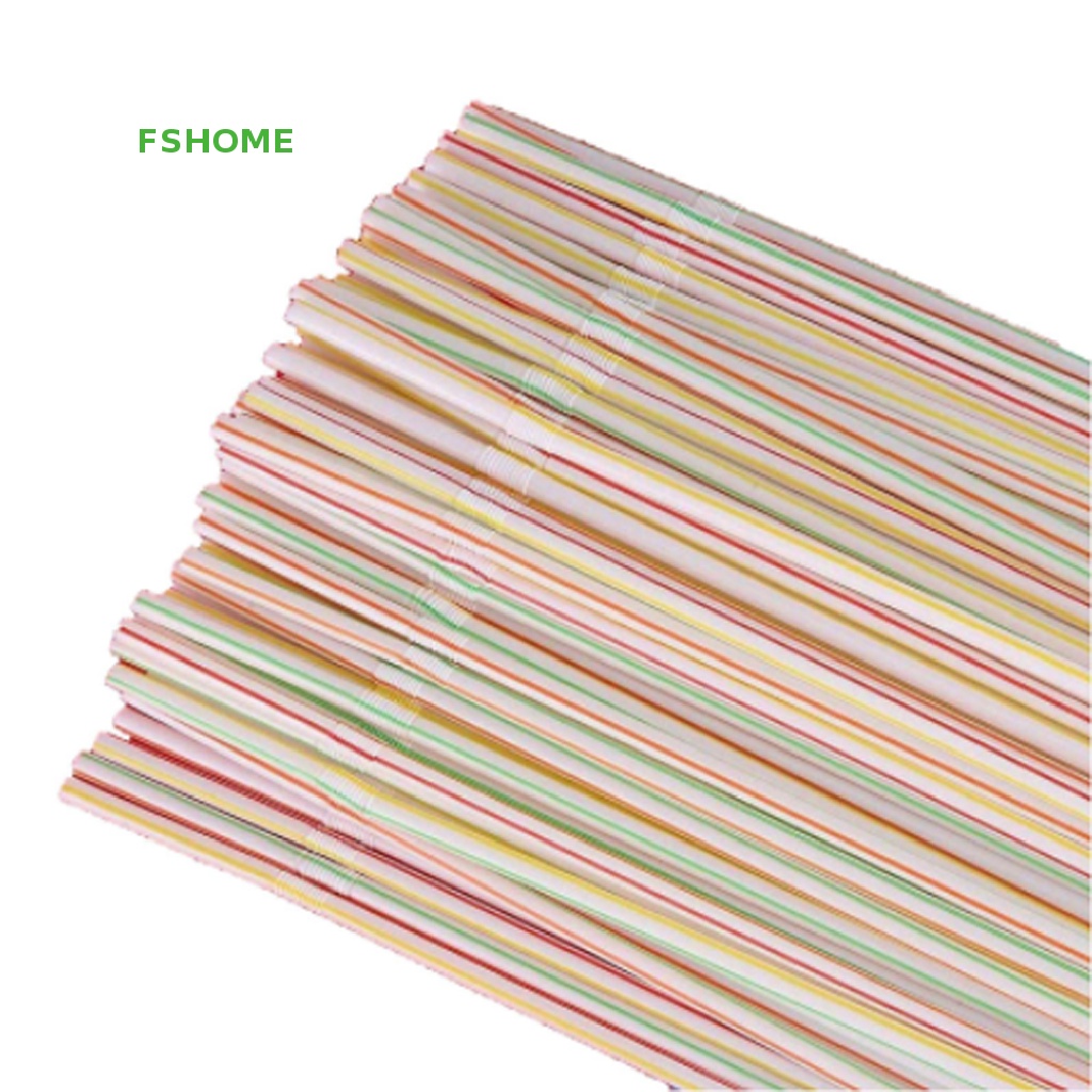Fshome Set 100 Ống Hút Nhựa Nhiều Màu Dùng Một Lần Cho Bữa Tiệc