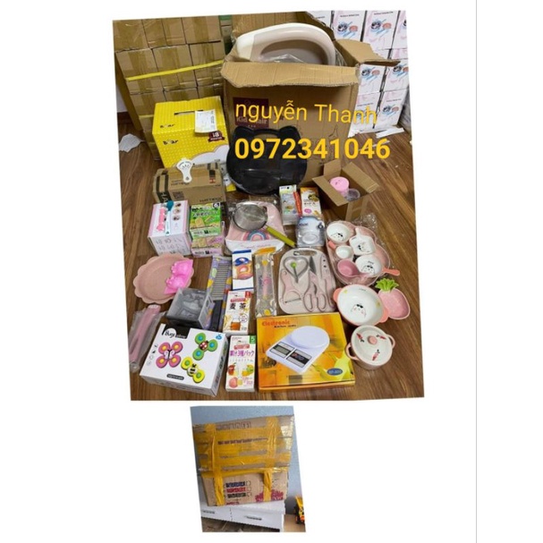 🎁Combo ăn dặm nồi nấu cháo chậm BEAR 0,8l và máy xay HATTIECS 0,3l bản 6 lưỡi xay