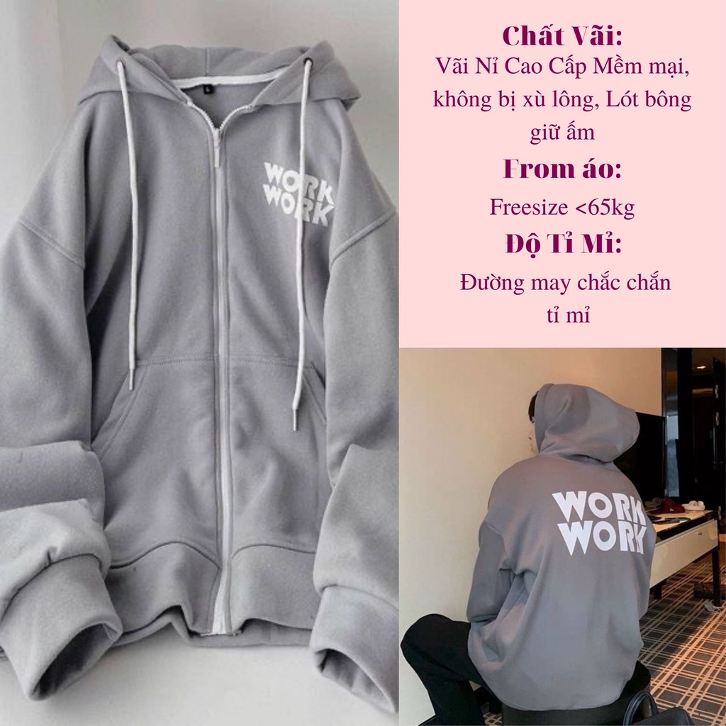 Áo khoác hoodie nam nữ unisex, hoodie zip from rộng , From Dưới 65kg, Không Xù, nỉ bông hoodie, thấm hút mồ hôi Tốt