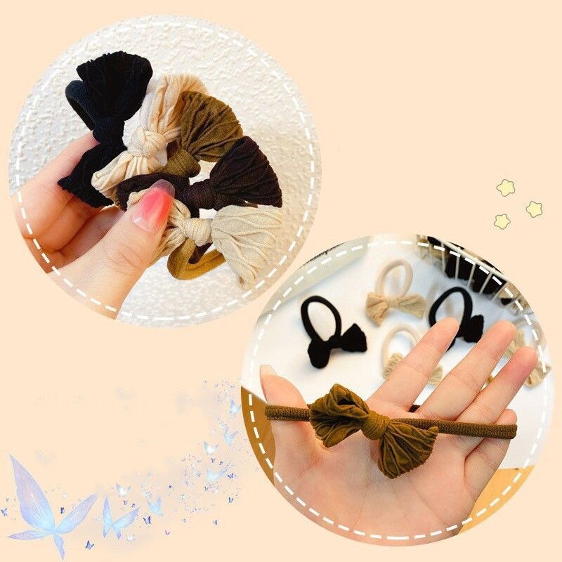 Dây cột tóc nơ màu nâu trà sữa kiểu hàn quốc