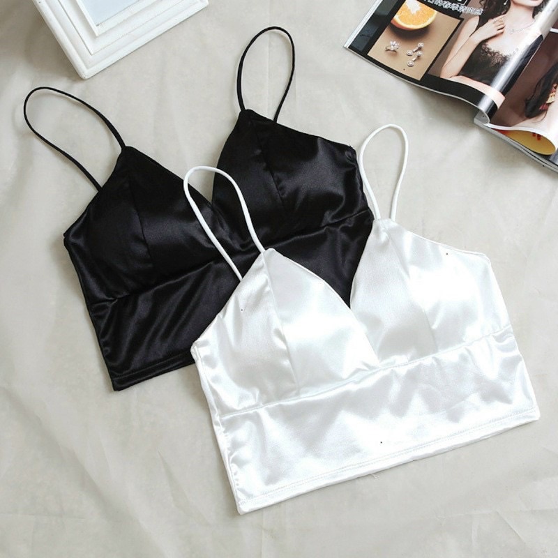 Áo bra 2 dây có lót siê tôn dáng chất satin bóng đẹp - free size