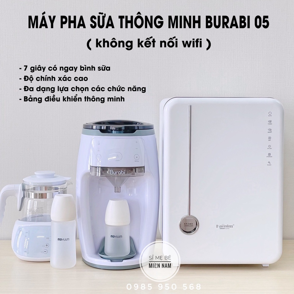 Máy pha sữa Burabi SMART (không Wi-Fi) màu trắng ghi