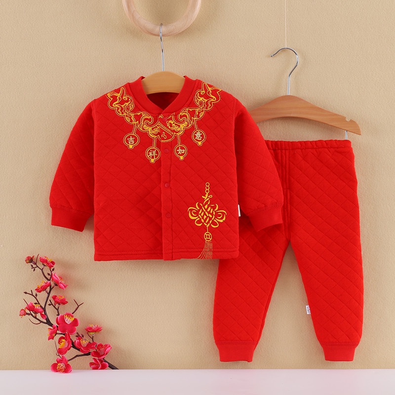 CATIMINI Áo Liền Quần Ba Lớp Giữ Ấm Màu Đỏ Toàn Diện Lễ Hội Năm Mới Cho Trẻ Em