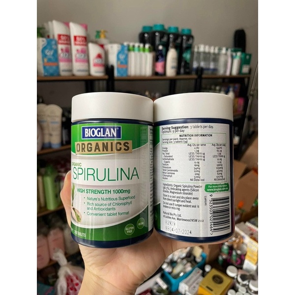 Bioglan Organic Superfoods Spirulina 1000mg 200 Tablets (Australian Certified Organic)- Tảo biển